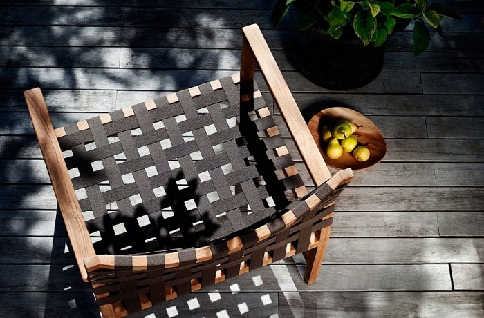 Have-siddeplads-stol-canatex-stof-udendørs-stol-teak-armlæn-sæde-syntetisk-fiber