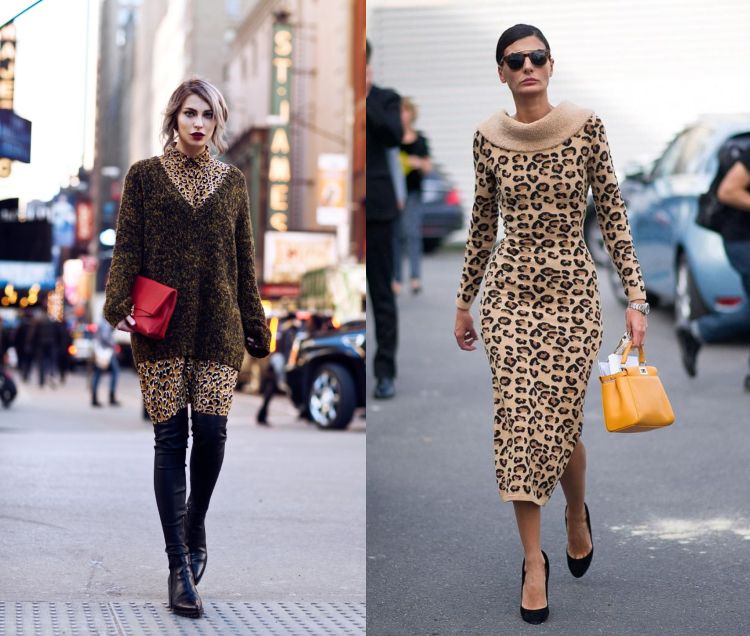 Outfits med leopardprintkjole, læderbukser, trøjer eller pumps
