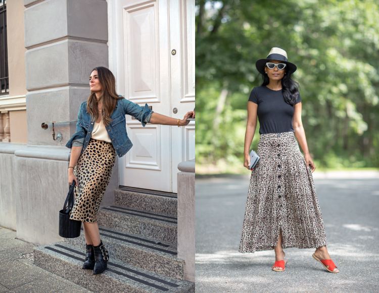 Outfits med leopardprint nederdel Elegant sommertøj denim jakke t-shirt