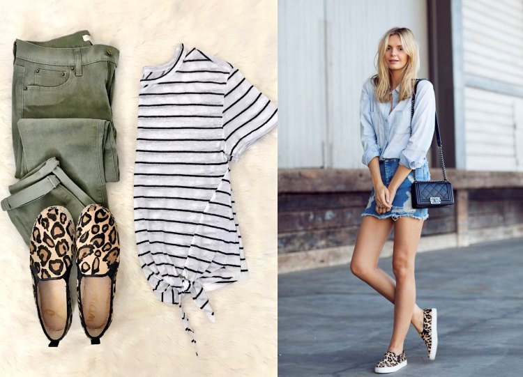 Outfits med leopardprint espadrilles denim nederdel skjorte sporty elegant