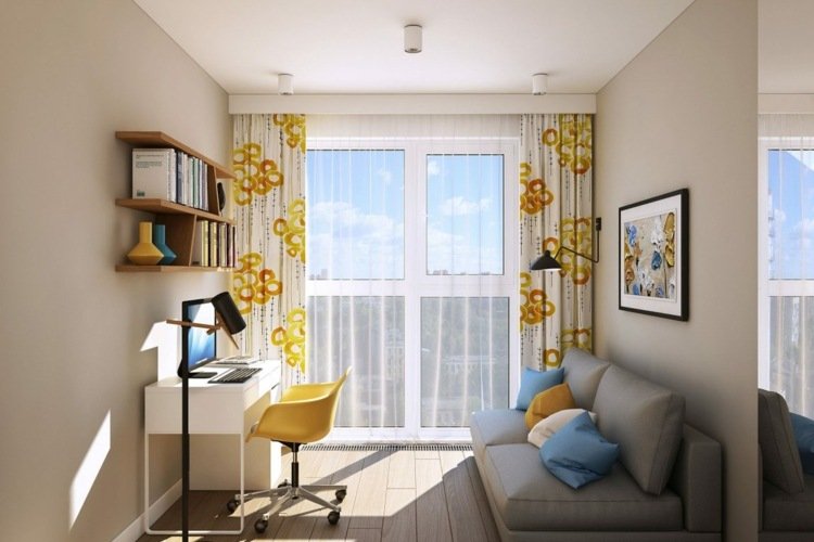 patchwork-fliser-børneværelse-gul-blå-grå-møbel-laminat