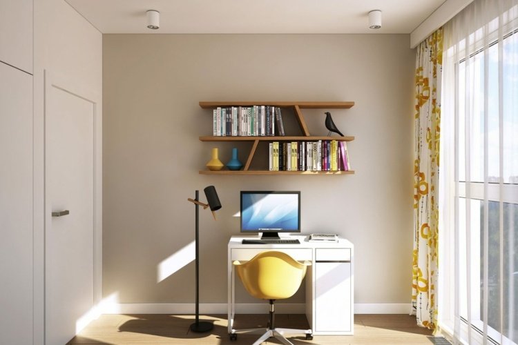 patchwork-flise-skrivebord-væg-hylde-vindue front-gardiner-jordfarver