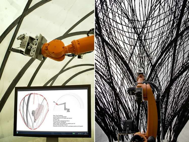 pavillon carbon robot arm konstruktion bygge