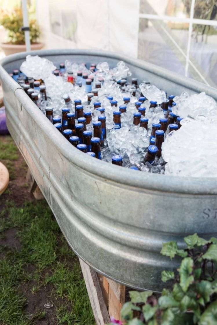 drikkevarekøler kølebassin øl is haveparty tilbehør plantemaskine lavet af metal galvaniseret