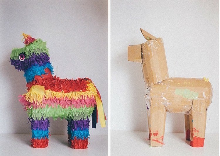 Lav en piñata -karton-pap-æsel-farverig