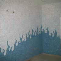 Vægdekoration med flydende tapet i forskellige farver