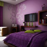 تصميم غرفة نوم بظلال أرجوانية