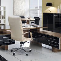 Arbeidsplassdesign med brune møbler