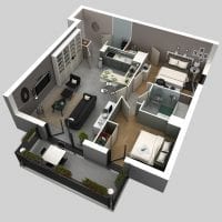 3D obrázek designu pokoje