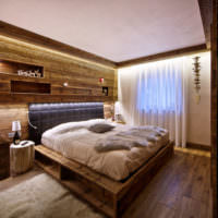 الخشب في داخل غرفة النوم لشقة المدينة
