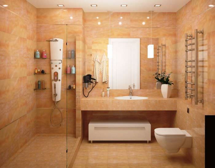 Дизайн на комбинирана баня със специален душ
