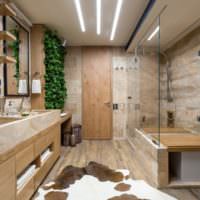 Bohatý interiér kombinované koupelny v soukromém domě