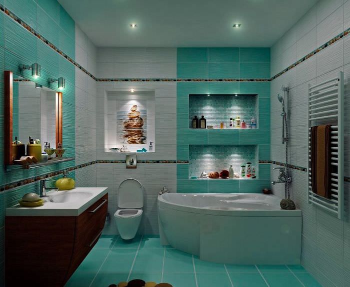 Светлинен дизайн на комбинираната баня