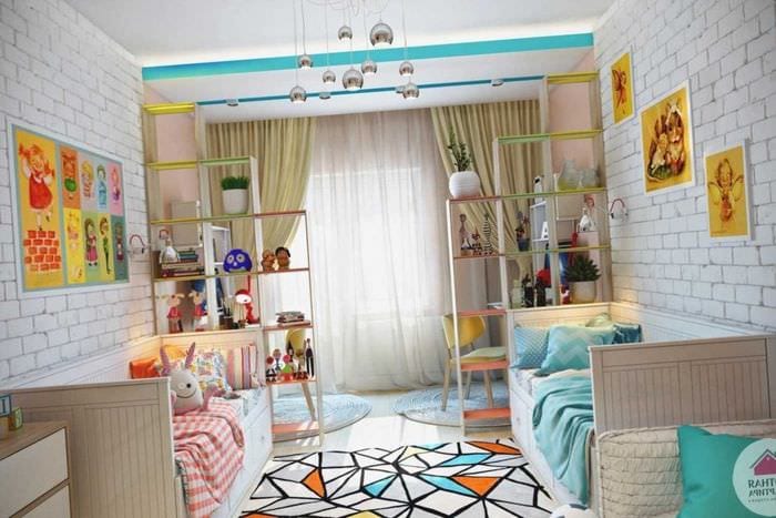 příklad krásného interiéru dětského pokoje pro dvě dívky