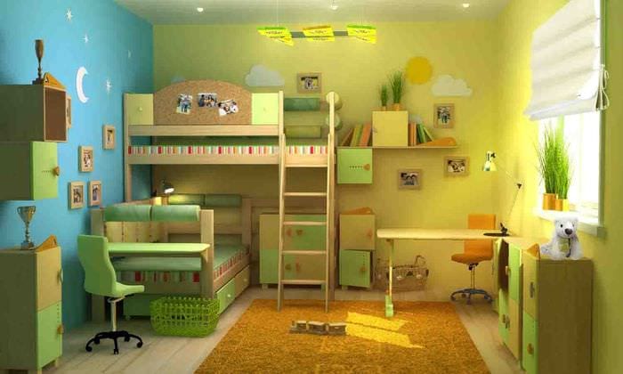 خيار للتصميم الخفيف لغرفة الأطفال لفتاتين