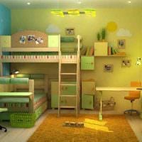 példa egy kétgyermekes gyermekszoba világos belsejének képére