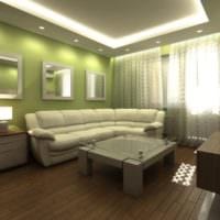 zelená v malej obývačke