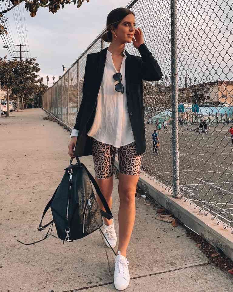 Kombiner cykelshorts Blazer Oversize leopardprint Sneakers Læderrygsæk Modetrends Ladies wn