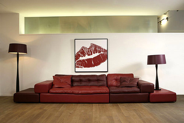 Sofa sæt stue-røde nuancer-ideer vægdesignmalerier