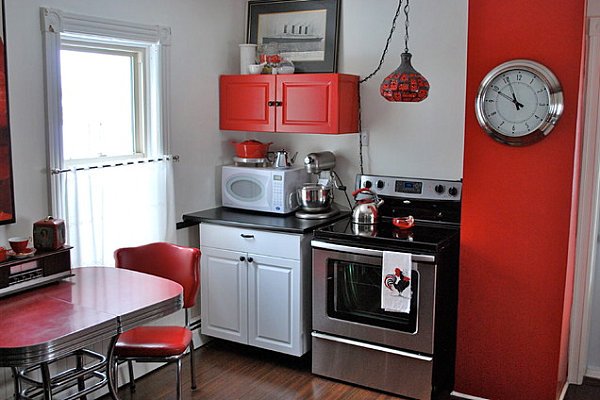 Lille køkken opsat moderne møbler-rødt udstyr moderne