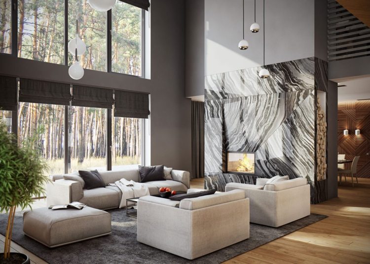 rumdeler-glasblokke-stue-lænestol-sofa-vægbeklædning-sort-marmor