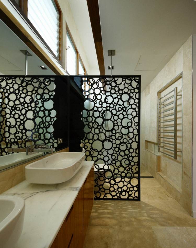badeværelses rumdeler metal sort marmor forfængelighed radiator ovale dræn