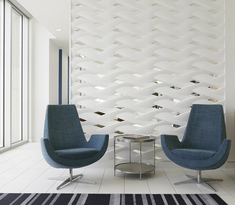 3d room divider design hvid flet lænestol