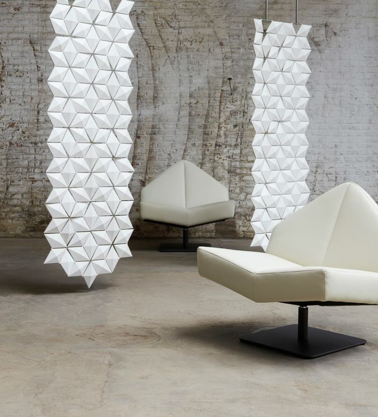 læder lænestol form design rumdeler hængende hvid 3d
