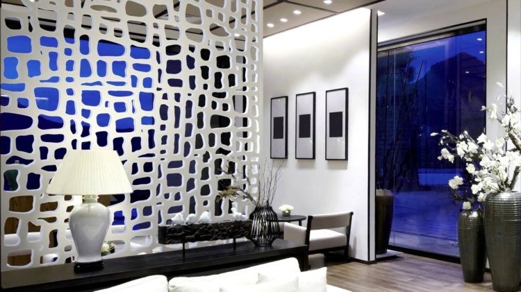 rumdeler hvid abstrakt mønster design ideer stue