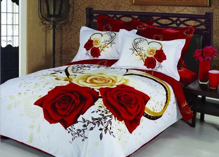 Et eksempel på et romantisk sengetøy i euro