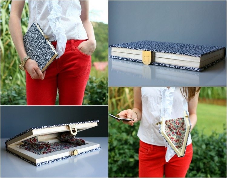 genbrug-tinkering-idé-gammel-bog-clutch-taske-elegant-farverig