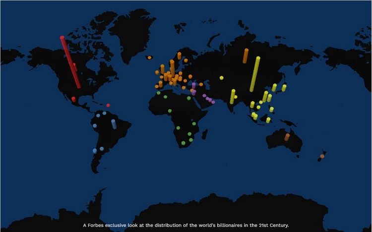 verdens rigeste mennesker ifølge forbes med verdenskort og regioner med flest milliardærer for 2019