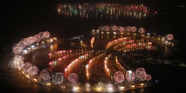 Optag fyrværkeri i Dubai nytårsaften 2014 Island Palm Jumeirah