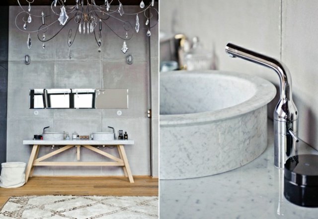 Designs håndvask marmor runde håndvaske træ badeværelsesbeslag rustfrit stål