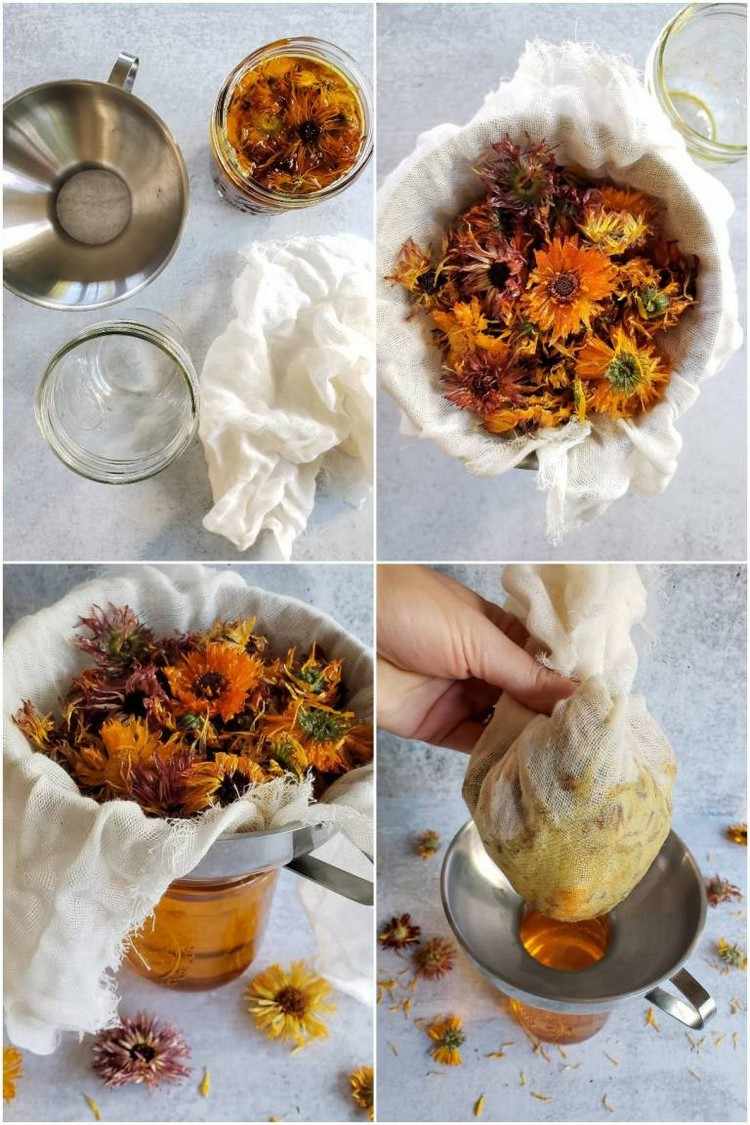 Instruktioner til selv at lave morgenfruolie til calendula salve