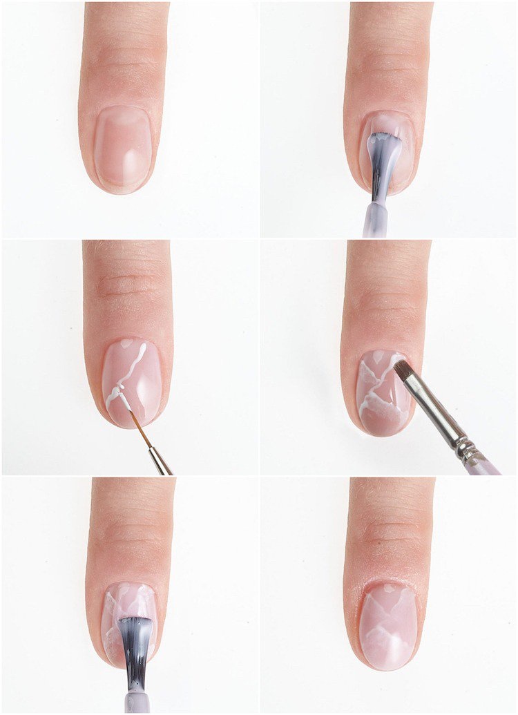 Rose kvarts negle instruktion med pensel korte ovale negle