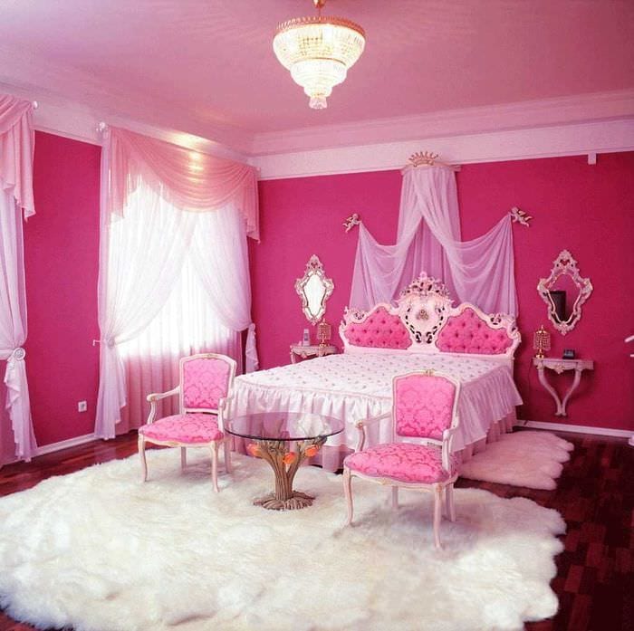 ένα παράδειγμα χρήσης ροζ σε ένα όμορφο σχέδιο δωματίου