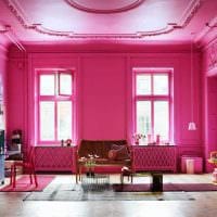 vaaleanpunaisen käyttö vaaleassa huoneen sisustuskuvassa