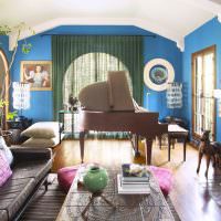 اللون الأزرق في تصميم غرفة المعيشة