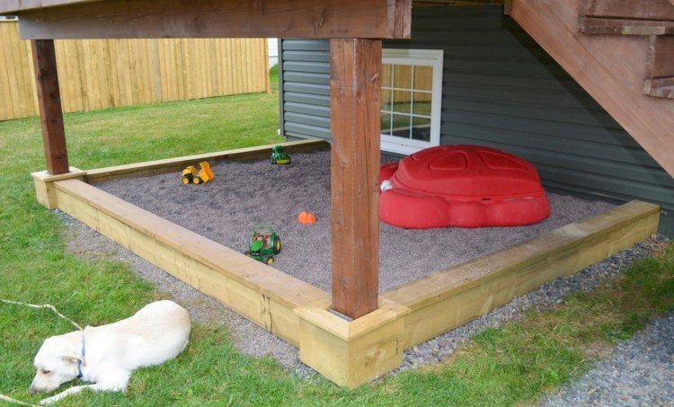 Byg-det-selv-sandkasse-stort-design-veranda-enkel-træramme