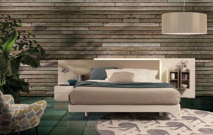Soveværelse ideer 2015 retro indretning træ vægfliser lænestol rundt tæppe