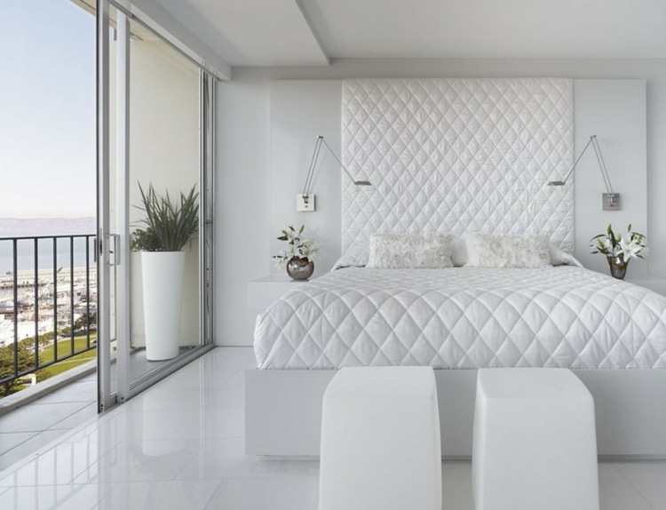 soveværelse ideer 2015 hvidt design elegant hovedgærde polstring quiltet mønster