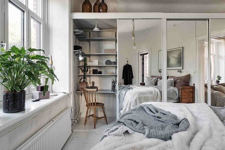 Soveværelsesmøbler tendenser Skandinavisk stue soveværelse med skrivebord
