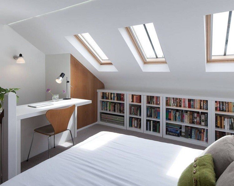 Indretning lejlighed moderne soveværelse med skrivebord