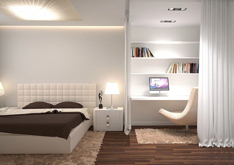 Indretning lejlighed moderne soveværelse med skrivebord