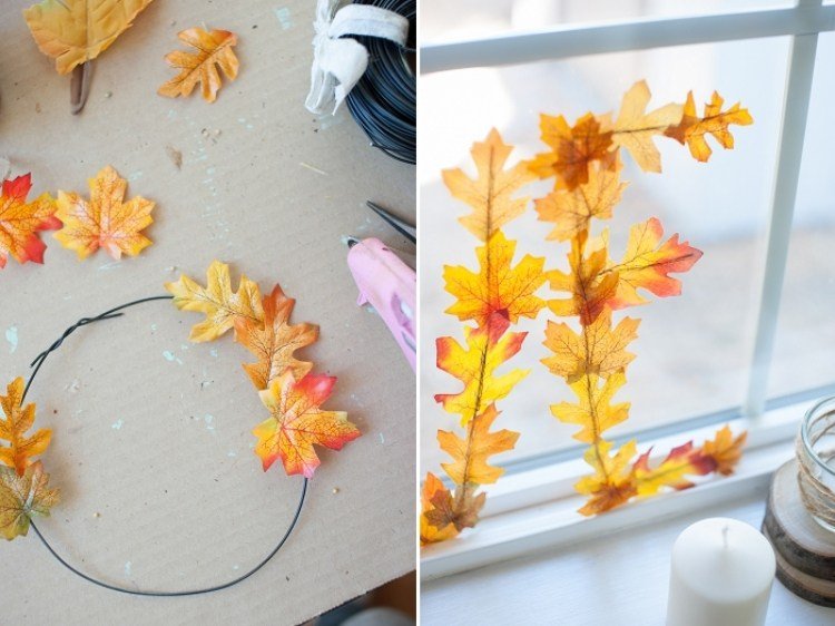 vinduesdekoration-efterår-gør-det-selv-diy-efterår-blade-kunstig-tråd-krans-orange-gul