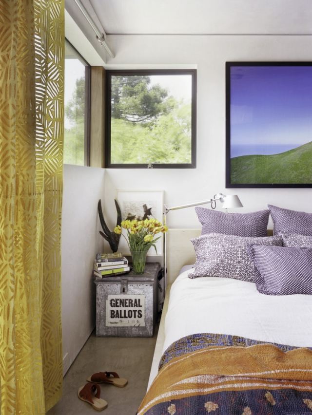 Soveværelse-strand-stil-nye-gardiner-tendenser-interessante-mønstre-livlige designs