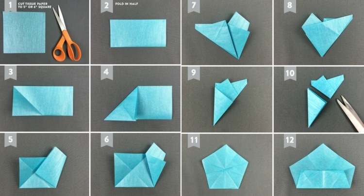 stjerner tinker børn origami silkepapir lyseblå instruktioner