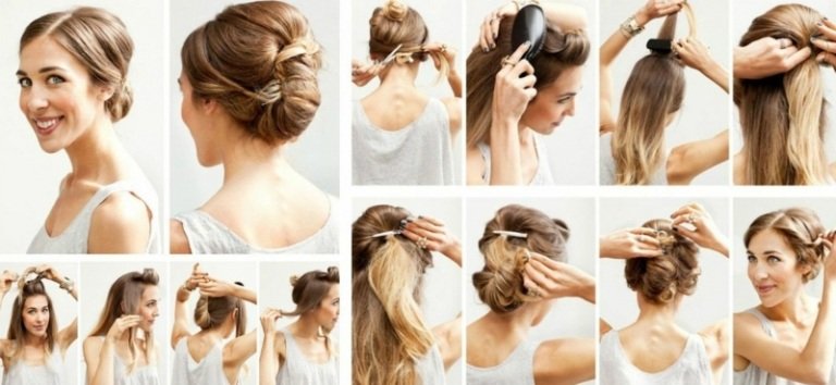 hurtig og let frisure instruktioner updo chignon