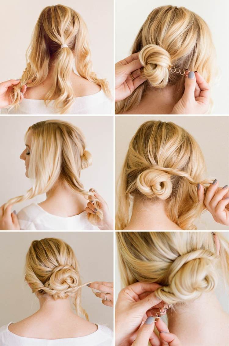 romantisk bolle frisure instruktioner blondt hår enkelt
